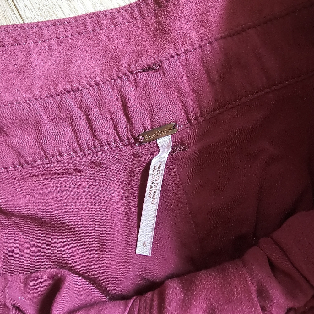 $128 Free People Nightfall Paper Bag Pants Trousers Queen Pomegranate - Picture 10 of 12